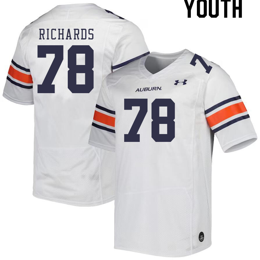 Youth #78 Evan Richards Auburn Tigers College Football Jerseys Stitched-White - Click Image to Close